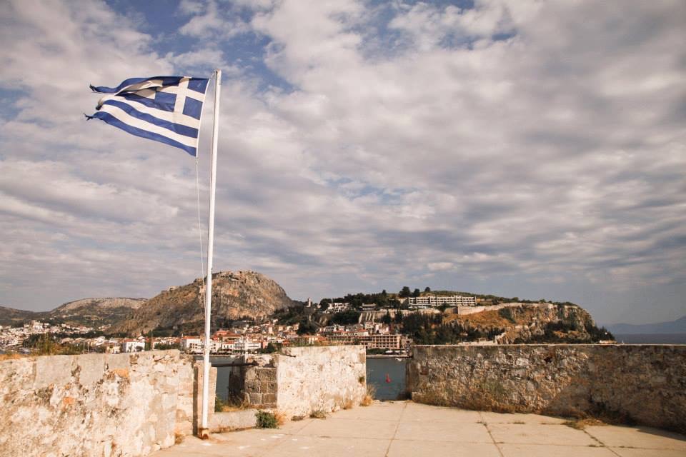 the Greek flag in Athens